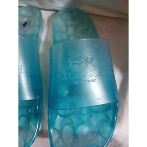 Coach Ulyssa Jelly Shoes Rubber Pool Slides Sandals Size 10 Blue Sea